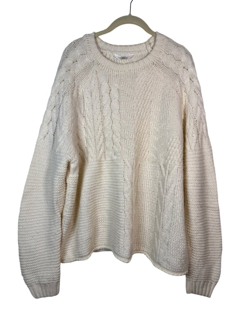 Time And Tru XL Womens Delicate Ivory Cable Knit Sweater Acrylic Cozy Pullover
